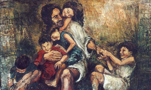 Christ with Children by Christopher Santer